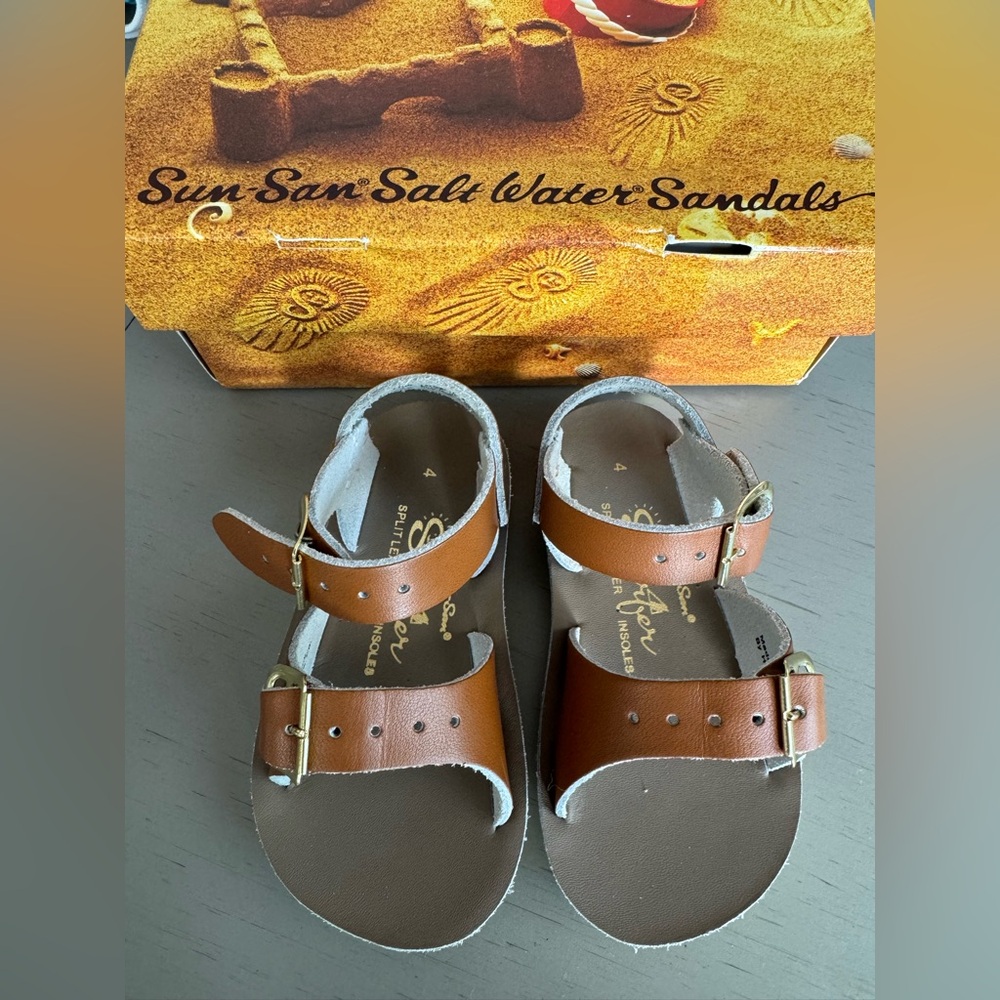 Sun San Salt Water Surfer Brown Leather Toddler Sandals